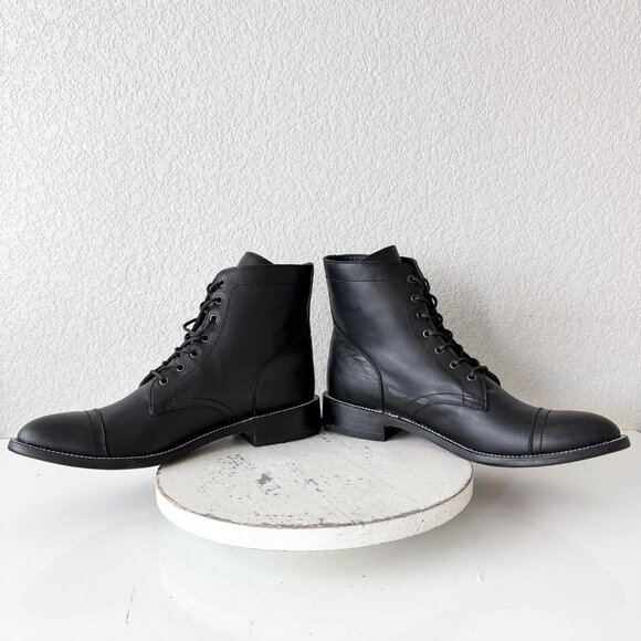 NEW Lane Mens Black Ankle Boots Size 13.5 Lace-up Short Boot Casual Leather Sole - Picture 7 of 11